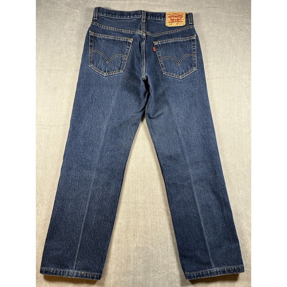 Levis 505 Regular Fit Jeans Mens 32x30 Dark Wash Blue Straight Leg Denim Pants